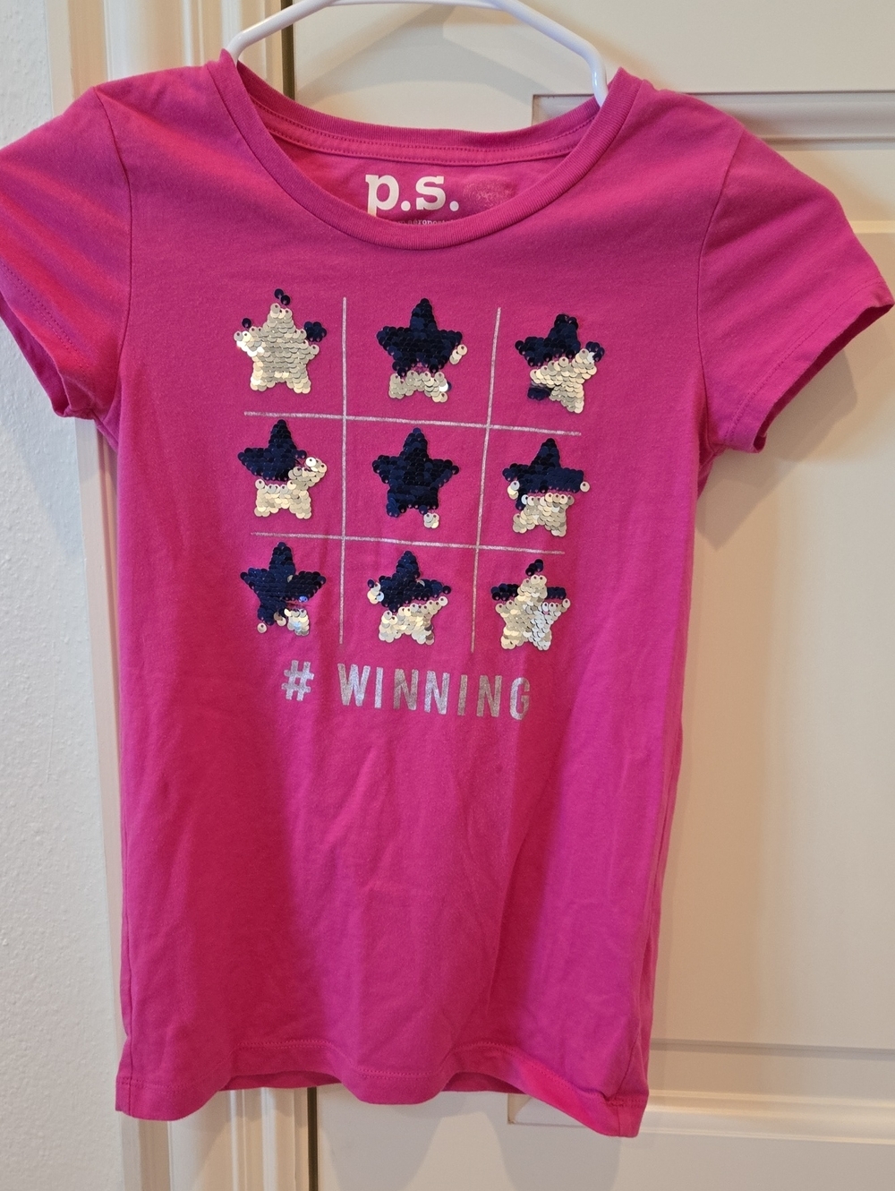 Aeropostale Hot Pink Sequin Star Tic-Tac-Toe Tee
